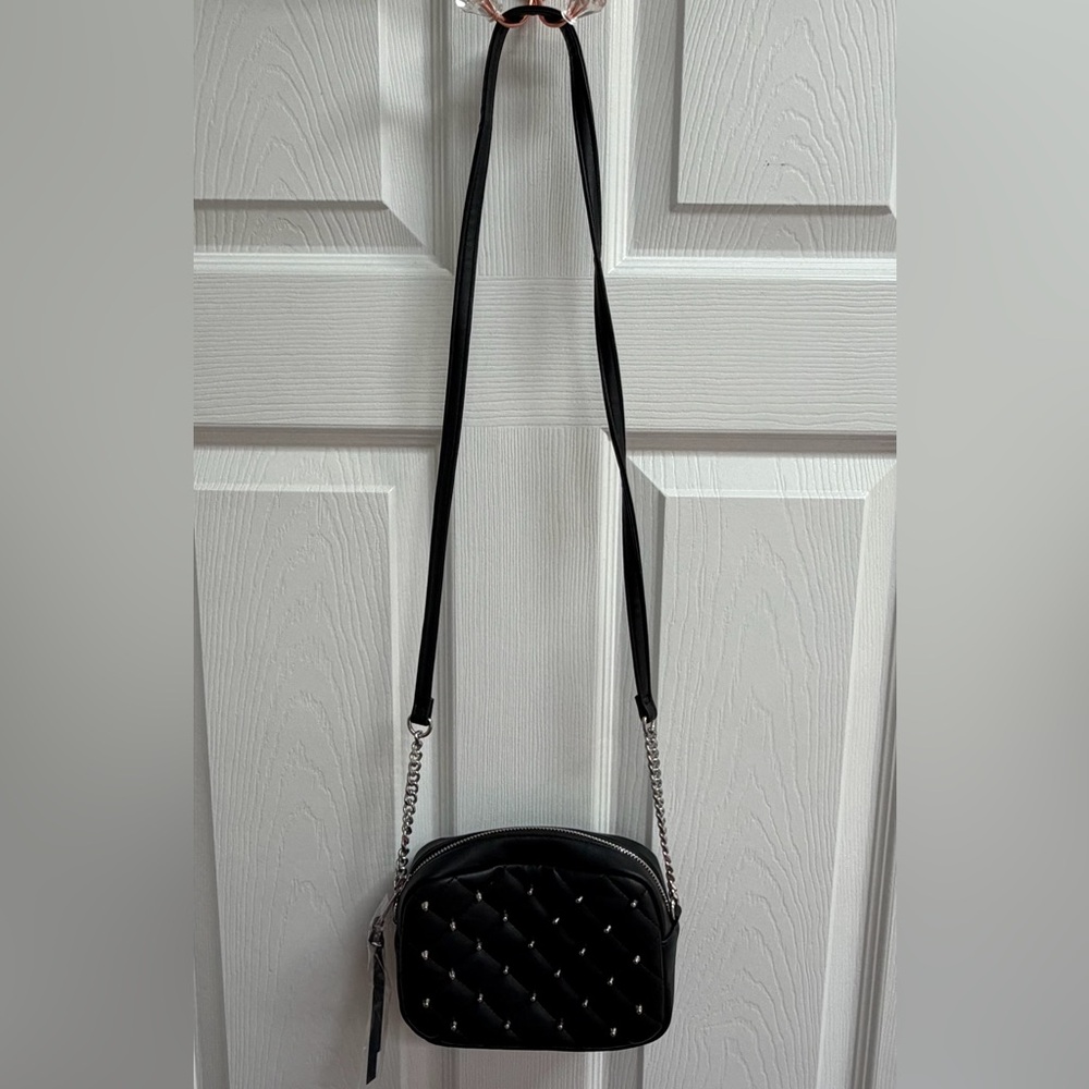 NWOT Rebecca Minkoff Small Studded Crossbody Bag, Black And Silver